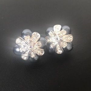 St. John Clip on blue and silver earrings